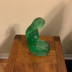 Vintage Green Glass sculpture Of Women 