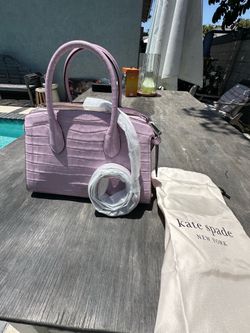 NWT Kate Spade Knott Medium Croc Embossed Leather Satchel – Violet Mist