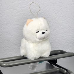 4" Wan-Chan 3 White Chow Keychain Charm Plush