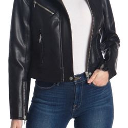 Faux Leather Full Zip Moto Jacket 