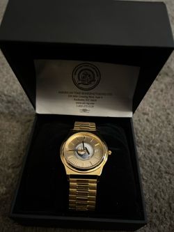 American Time Ltd. 50-Year Union Service Award Automatic Open Heart Watch – Gold Tone