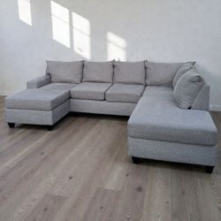 LIGHT GREY SECTIONAL COUCH SOFA 