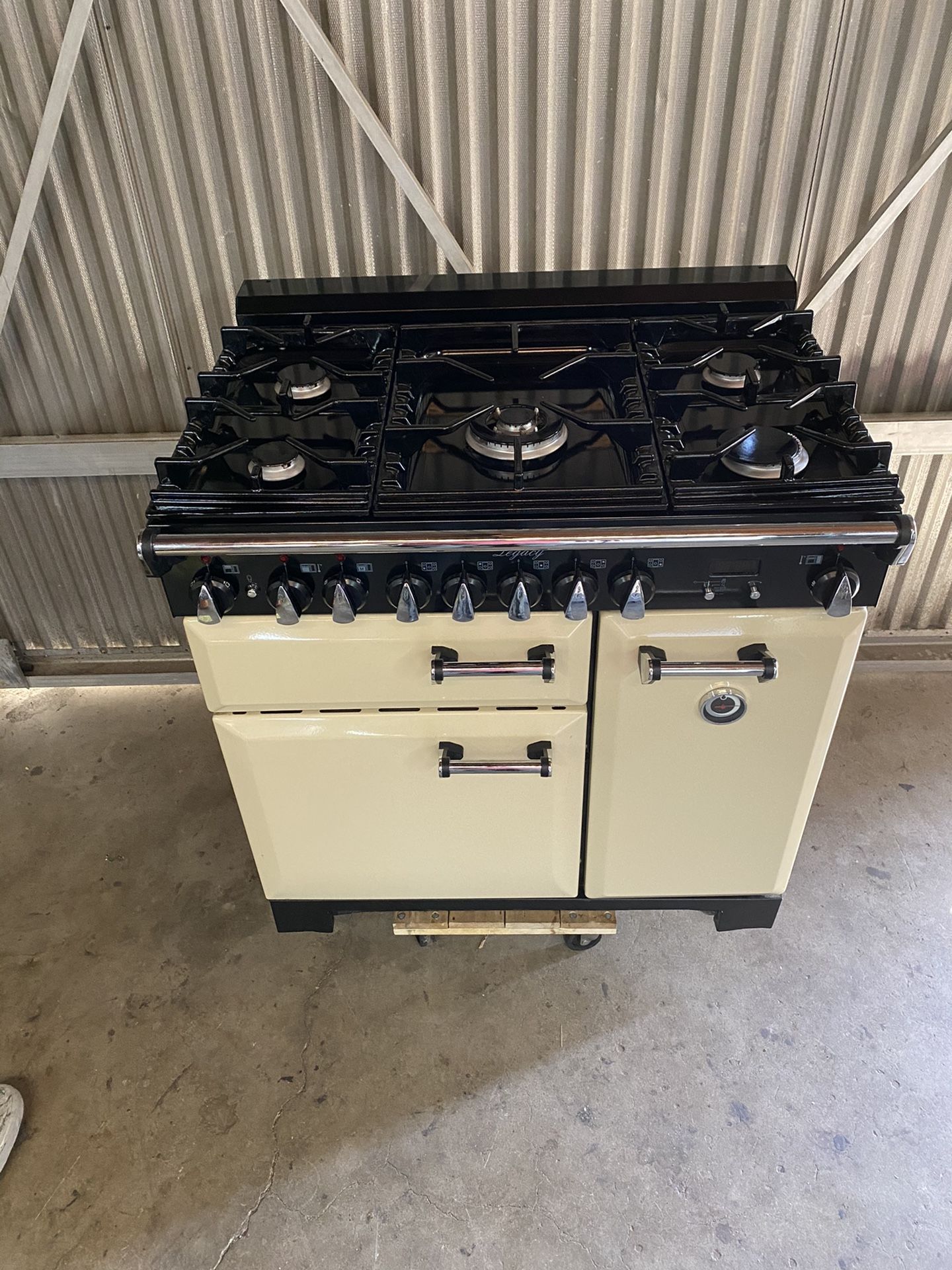 Aga legacy stove and fridge. Vintage look dual fuel 3 oven range cream