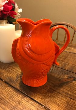 Home essentials vintage fish collection orange pitcher UNIQUE!
