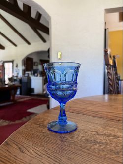 (1) Fostoria Argus Blue Water Goblet - 6 1/2” Tall Henry Ford Museum 9 Available