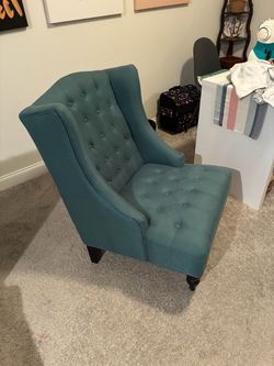 Teal Tufted Wingback Accent Chair
