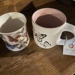 2 New Butterfly Coffee Mugs. Ceramic.  $8.00