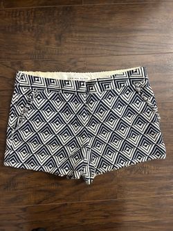Trina Turk Navy & White Geometric Chino Shorts