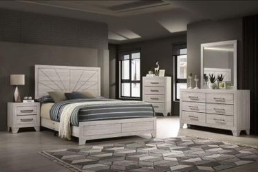 4 PC BEDROOM SET NEW IN BOX (MATTRESS AND CHEST SOLD SEPARATELY)