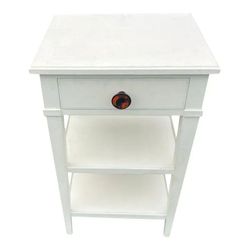White Painted Nightstand With Drawer & Open Shelving