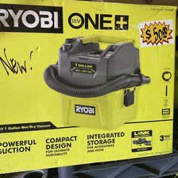 New 18v Ryobi 1 gallon wet / dry vacuum tool only no battery no charger 