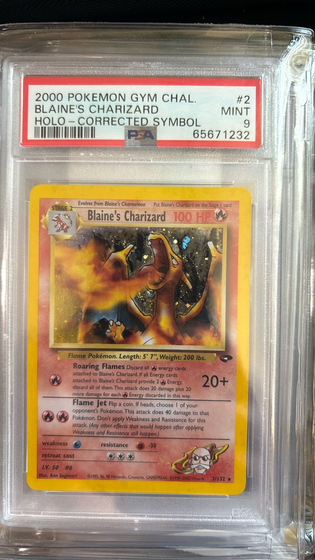 Pokemon PSA 9 Corrected Symbol Blaine’s Charizard POP 73!!
