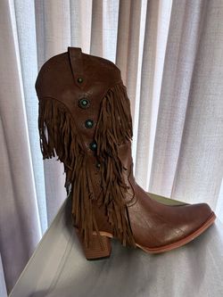 Brown Leather Fringe Cowboy Boot