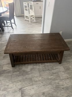Rustic Dark Wood Lift-Top Coffee Table – $175 OBO