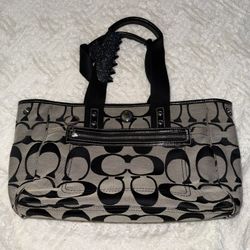 Coach Poppy Signature Sateen Glam Tote - Black/Grey