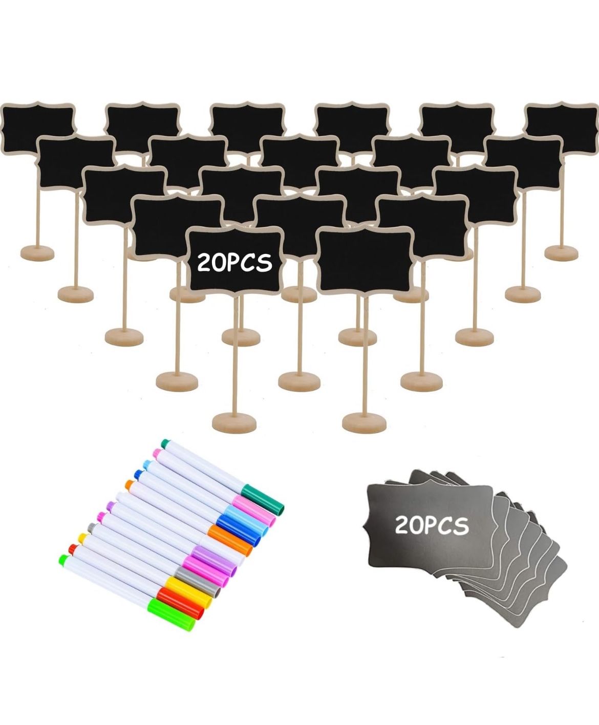 Mini Chalkboard Signs with Replacement Stickers, 20pcs, 7” Tall NEW!! NIB