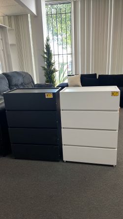 New assembled 4 Drawer  Black or White Small Wooden Dresser. 23.5” X 13-3/8” X 23.5”