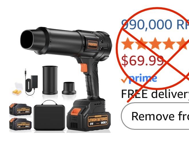 New 990,000 RPM Cordless Leaf Blower - 21V Electric Handheld Leaf Blower with 2×4.0Ah Batteries & Fast Charger - Lightweight for Patio, Lawn, Yard, De
