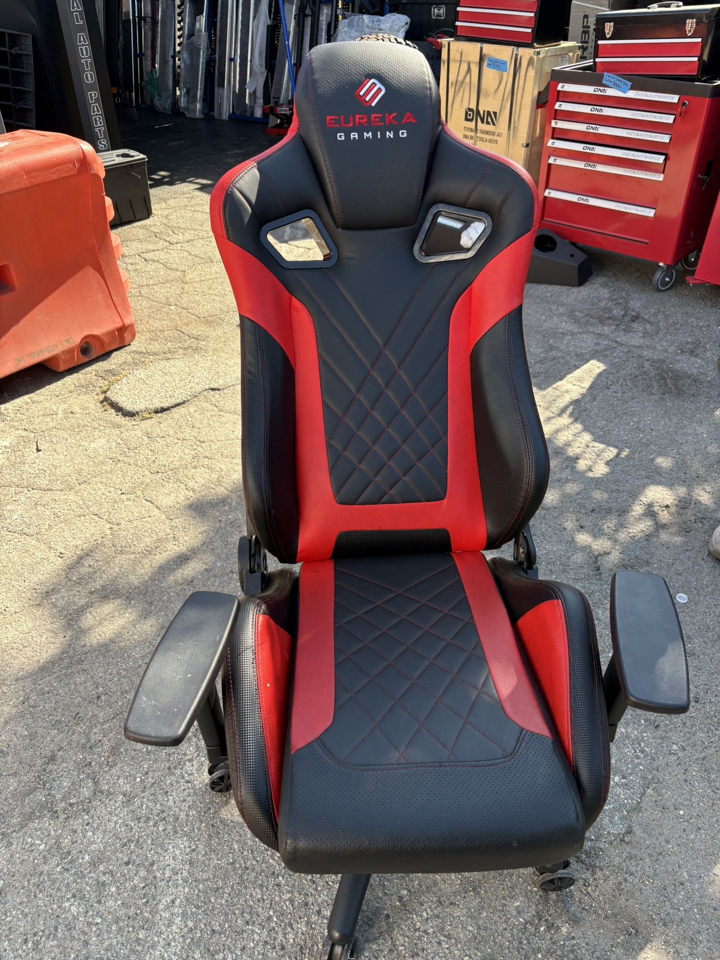 Red Adjustable Gaming Chair Leather Red Stitching Games