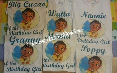 Custom Birthday Shirts/ Camisas de Moana