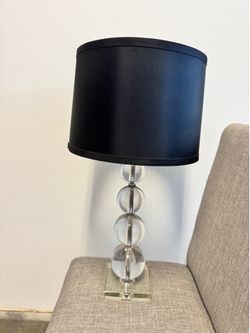 Amanda 26 in. Clear Crystal Glass Globe Table Lamp with Black Shade