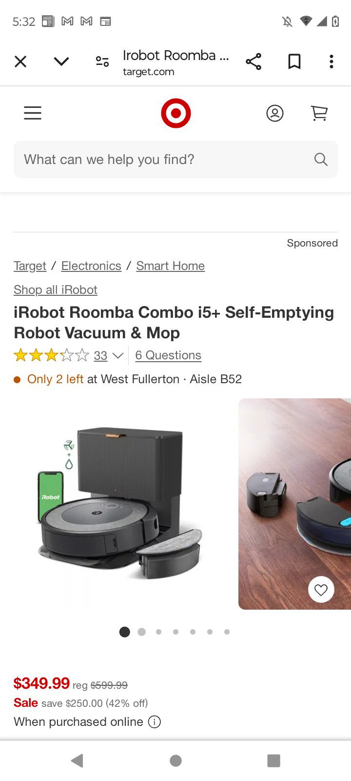 Irobot Roomba Combo Vacuum Cleaner/Mop