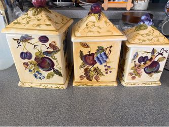 Capriware Hand Painted Set of 3 Cannisters