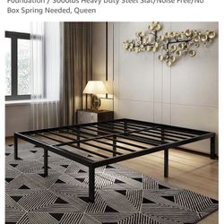 14 Inch Platform Bed Frame/Easy Assembly Mattress Foundation / 3000lbs Heavy Duty Steel Slat/Noise Free/No Box Spring Needed, Queen