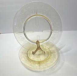 Vintage Yellow Depression Glass Plates Set of 2