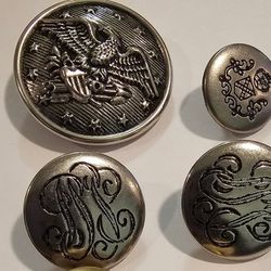 Vintage Military And Monogram Metal Buttons 
