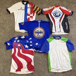 Lot of 5 Mens Cycling Jerseys - Medium 