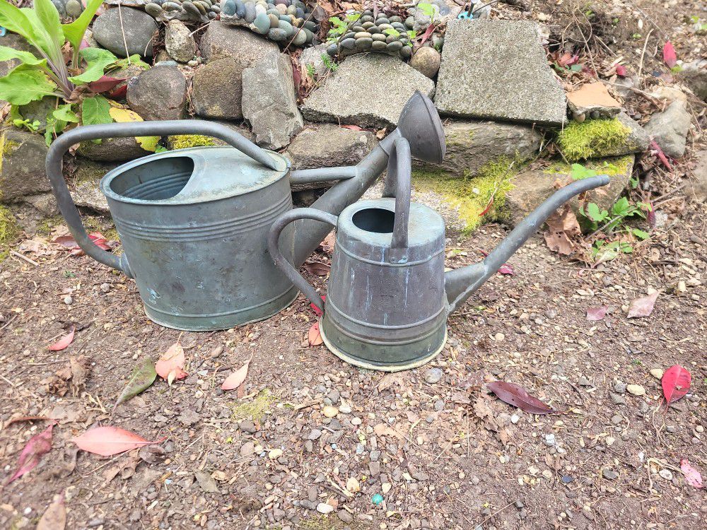 Pair Of Vintage Copper Watering Cans Made In Turkey
