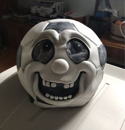 Vtg Easter Unlimited Game Face Soccer Ball Halloween Mask Latex Full Head Creepy