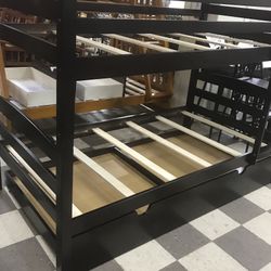 NEW BUNK BED TWIN OVER TWIN WITH TRUNDLE BED AND NEW MATTRESS INCLUDED