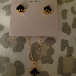 Kate Spade Navy Earrings And Matching Necklace