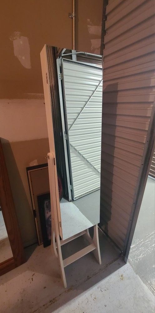 Mirrored Jewelry Armoire Cabinet