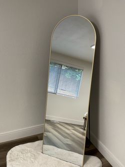 Full-Length Arched Floor Mirror Gold Frame