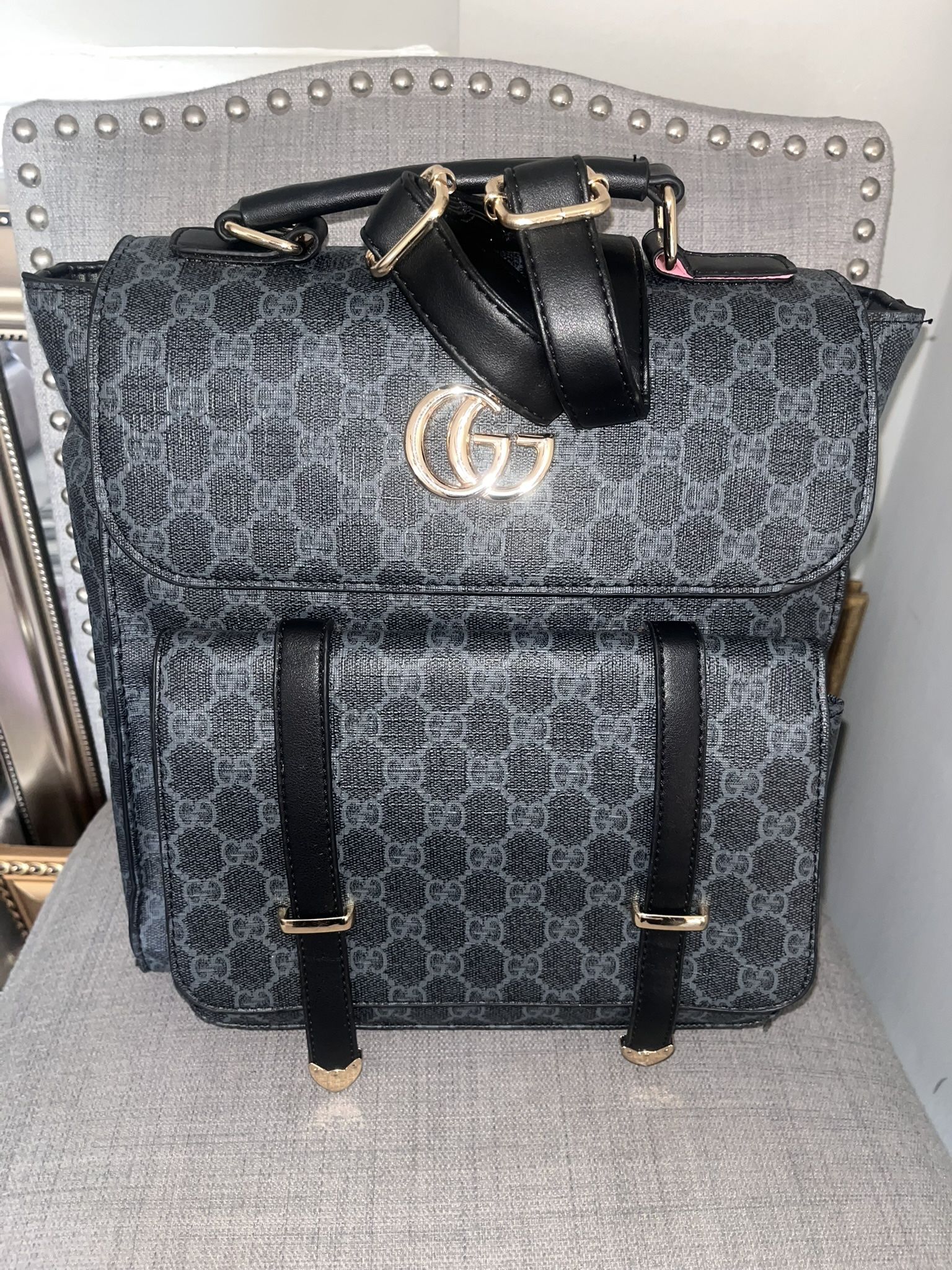 Gucci Backpack Black and Grey Monogram