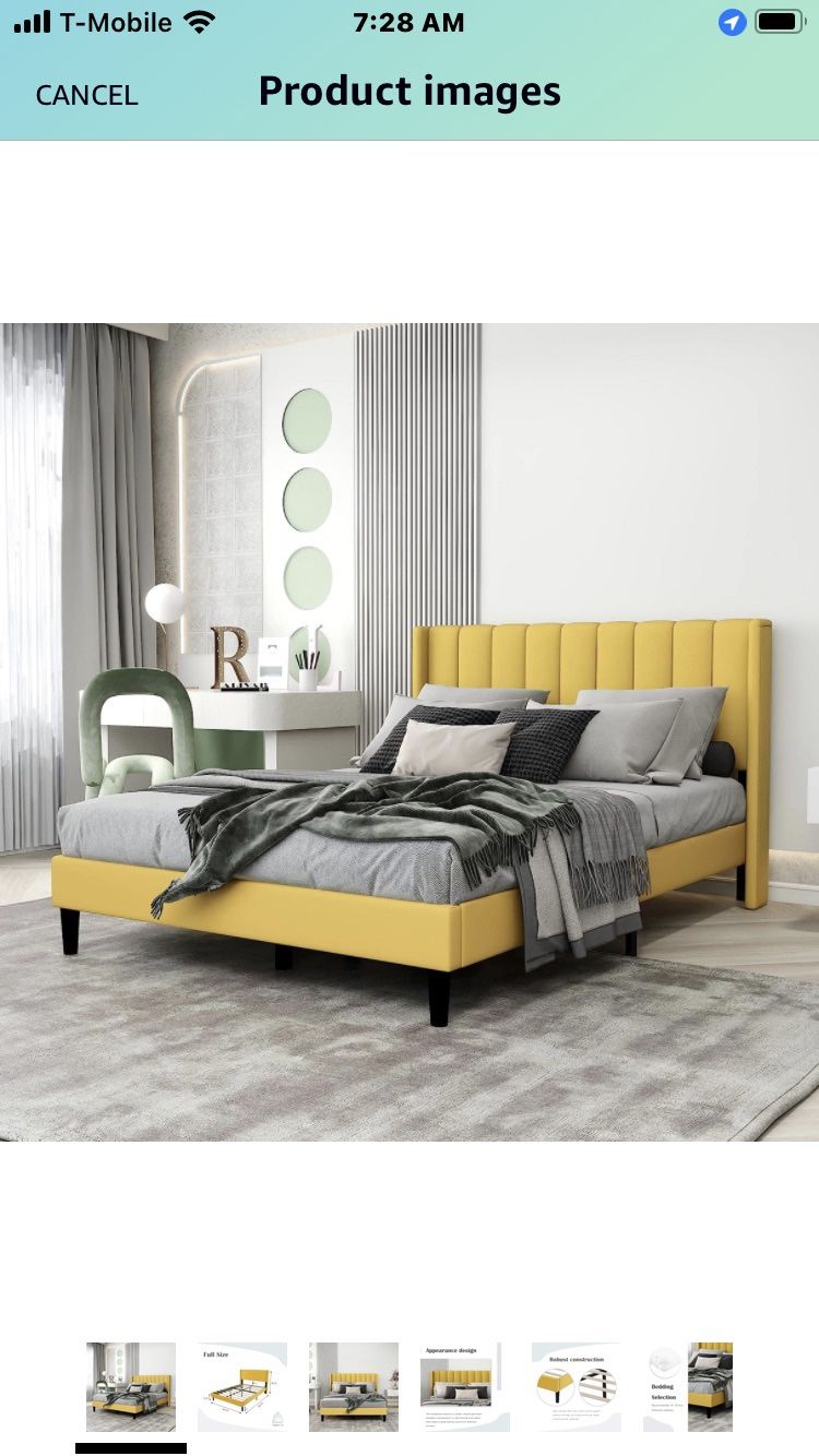 New Mustard Yellow Velvet Queen Bed Frame And Headboard