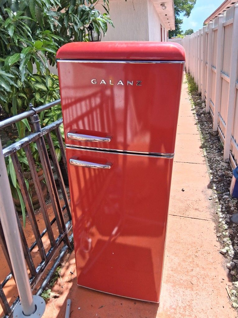 Red fridge Refrigerator.