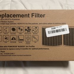 POMORON MJ002H-RF Replacement Air Purifier Filter 2 Pack