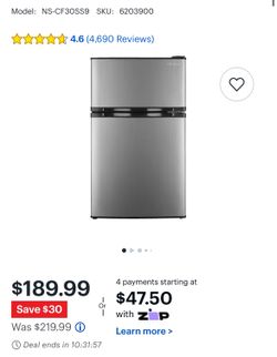 Insignia™ - 3.0 Cu. Ft. Mini Fridge with Top Freezer and ENERGY STAR Certification - Stainless Steel