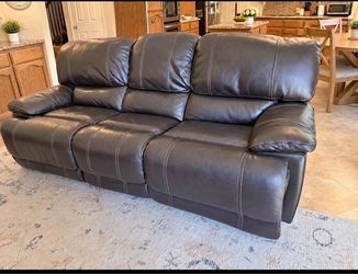 Dark Brown Leather Reclining Couch Set