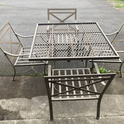 Heavy Duty Metal Patio Set With Umbrella And Curtains