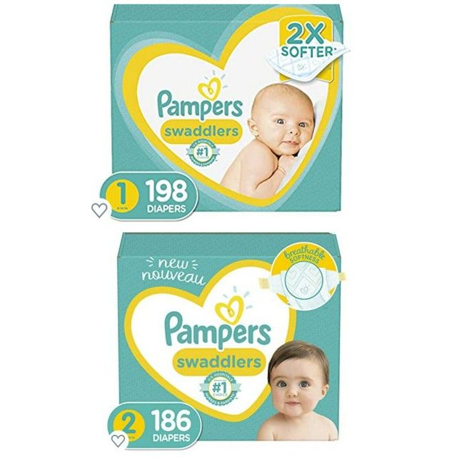 Pampers Bundle. Size 1 & 2 Diapers.