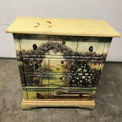 Vintage Hand Painted Solid Pine 4 Drawer Dresser