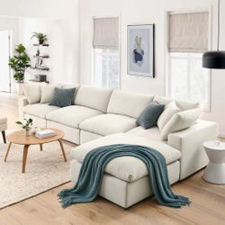 Beige 5pc Modular Sectional Sofa W/ Ottoman $2400