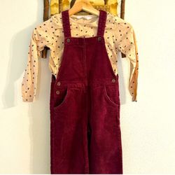 H&M Floral tee Corduroy overalls set