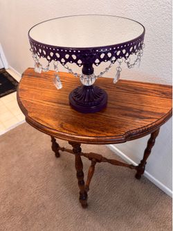 Purple Mirrored  Top Jeweled Pedestal  Dish