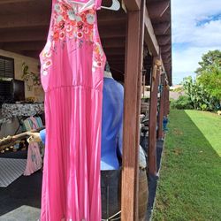 New Pleated Pink Dress